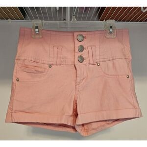 Almost Famous High Rise Shortie Shorts - Peachy Pink 🍑 - Size 3 - LIKE NEW